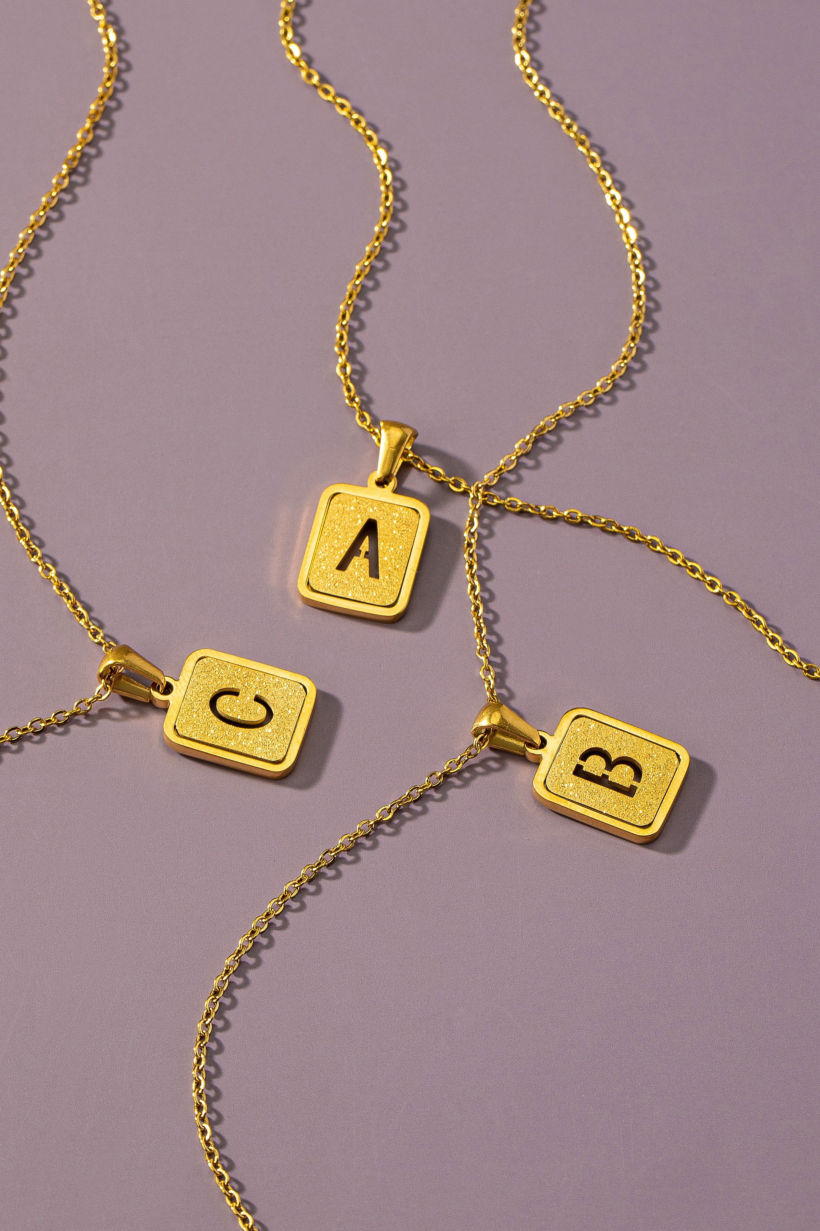 Brass Diamond Dust Cut Out Initial Necklace