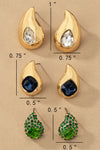 Teardrop Rhinestones Stud Earrings Set