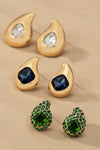 Teardrop Rhinestones Stud Earrings Set