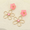 Stone Embellished Wire Flower Dangle Earrings