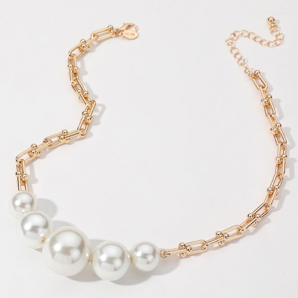 Pearl & Metal Beaded Chain Necklace