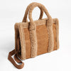 Faux Suede Sherpa Mini Tote Hand Bag