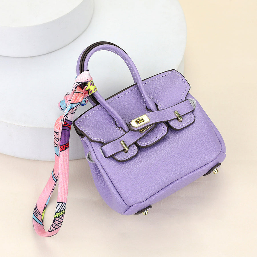 Faux Leather Designer Mini Bag Charm