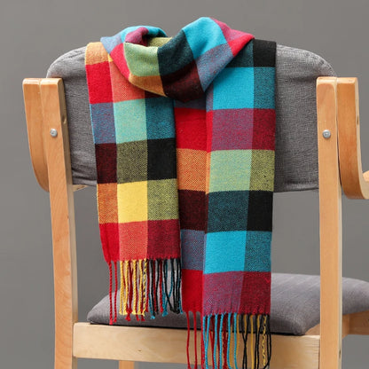 Plaid Fringed Scarf