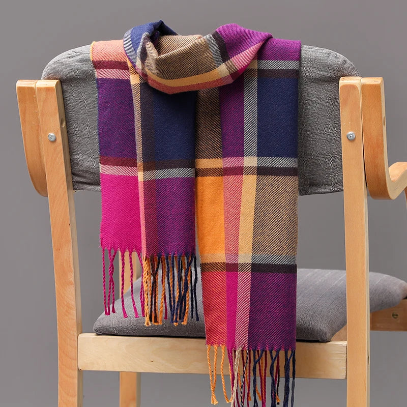 Plaid Fringed Scarf