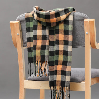 Plaid Fringed Scarf