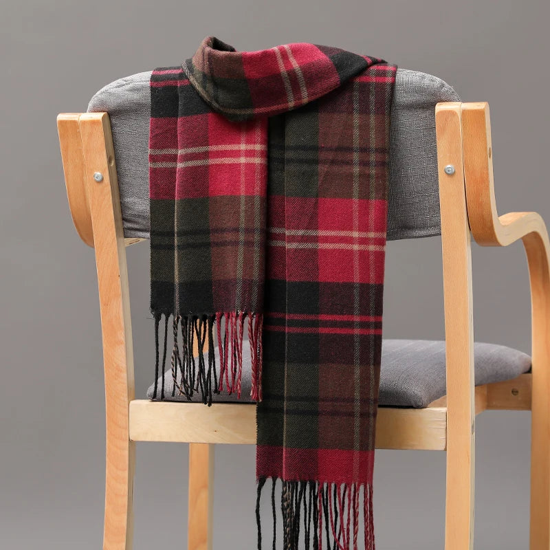 Plaid Fringed Scarf