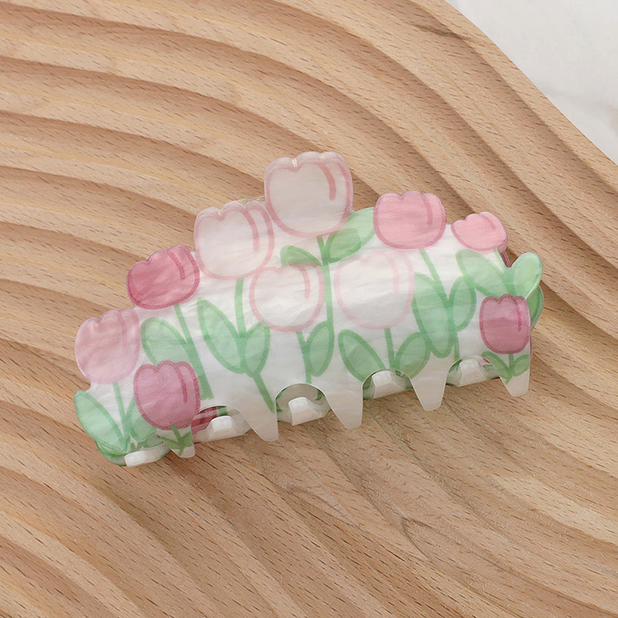 Tulip Printed Hair Claw Clip