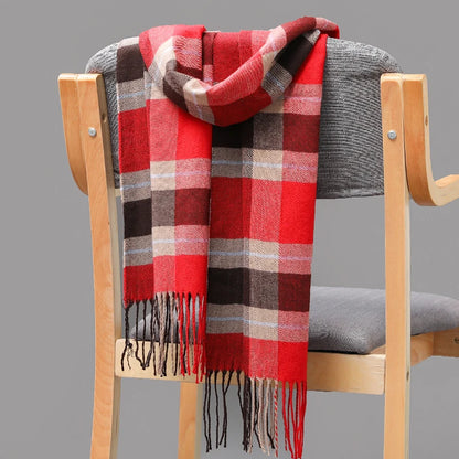 Plaid Fringed Scarf