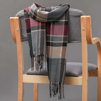 Plaid Fringed Scarf