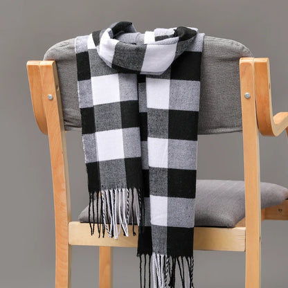 Plaid Fringed Scarf