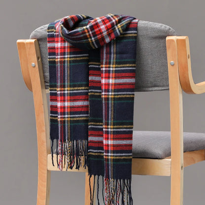 Plaid Fringed Scarf