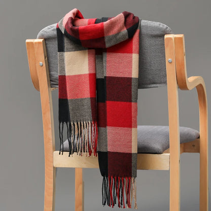 Plaid Fringed Scarf