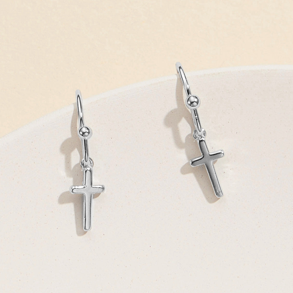 18K Gold Dipped Cross Dangle Earrings