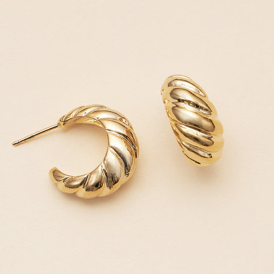 18K Gold Dipped Croissant Open Hoop Earrings