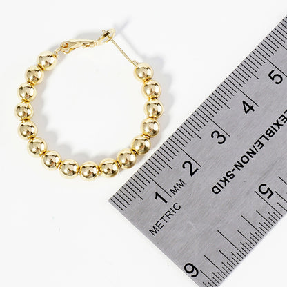 1" Gold Dipped Metal Ball Beaded Hoop Earrings