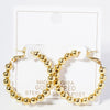 1.3" Gold Dipped Metal Ball Beaded Hoop Earrings