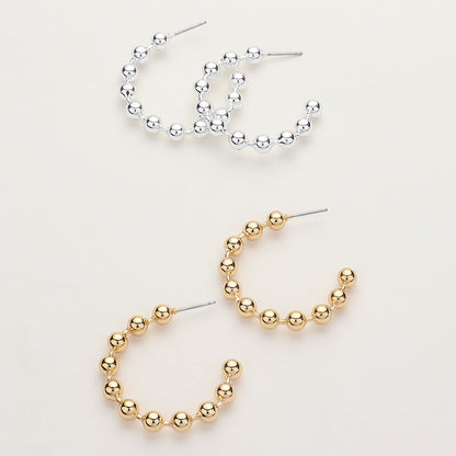 Gold & Silver Dipped Bubble Open Hoop Earrings