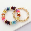 Natural Stone & Metal Beaded Stretch Layered Bracelets