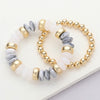 Natural Stone & Metal Beaded Stretch Layered Bracelets