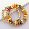 Natural Stone & Metal Beaded Stretch Layered Bracelets