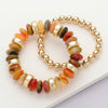 Natural Stone & Metal Beaded Stretch Layered Bracelets