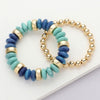 Natural Stone & Metal Beaded Stretch Layered Bracelets