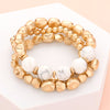 Natural Stone & Metal Beaded Stretch Bracelet Set