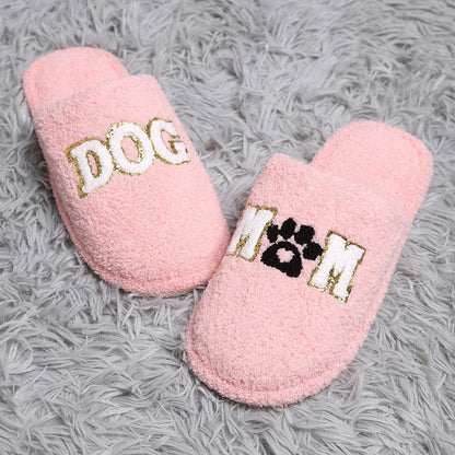 Dog Mom Paw Print Soft Home Slippers