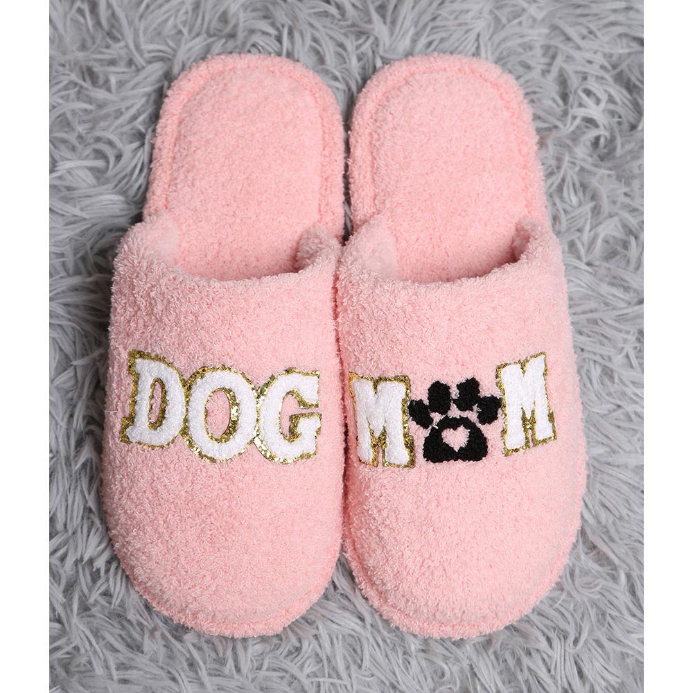 Dog Mom Paw Print Soft Home Slippers