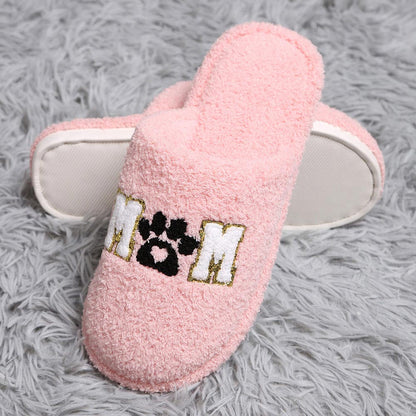 Dog Mom Paw Print Soft Home Slippers