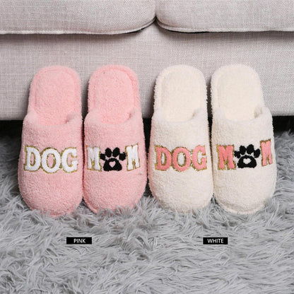 Dog Mom Paw Print Soft Home Slippers