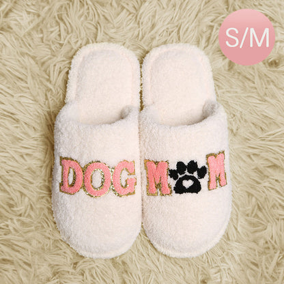 Dog Mom Paw Print Soft Home Slippers