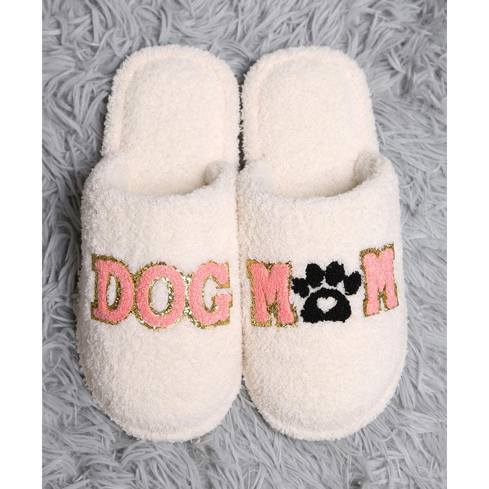 Dog Mom Paw Print Soft Home Slippers