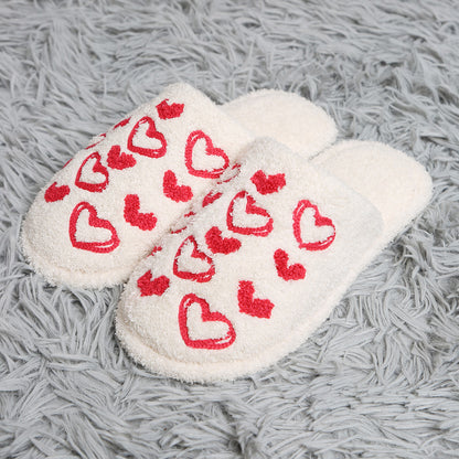 Candy Hearts Embroidered Soft Home Slippers