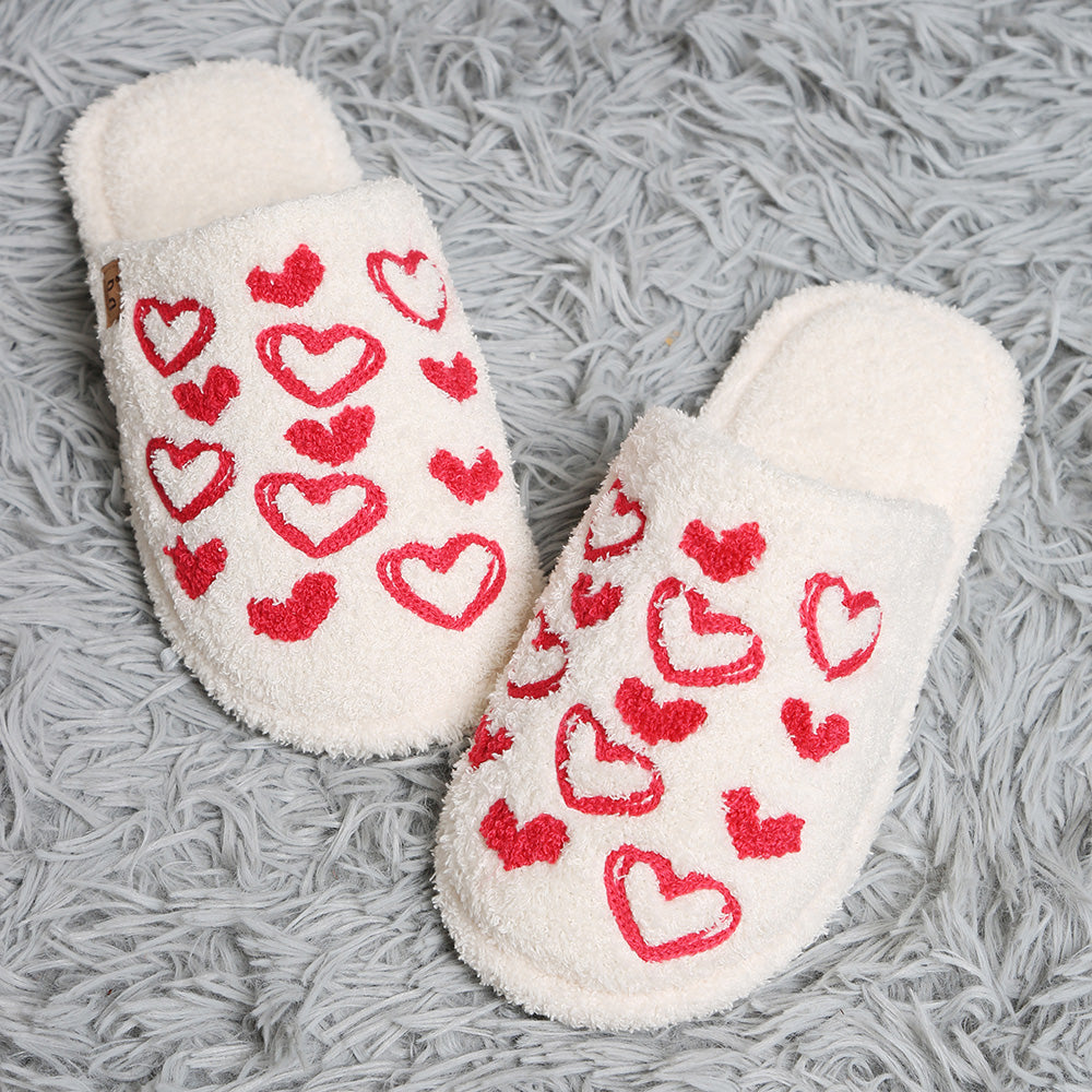 Candy Hearts Embroidered Soft Home Slippers