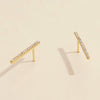 18K Gold Dipped Rhinestone Paved Bar Stud Earring