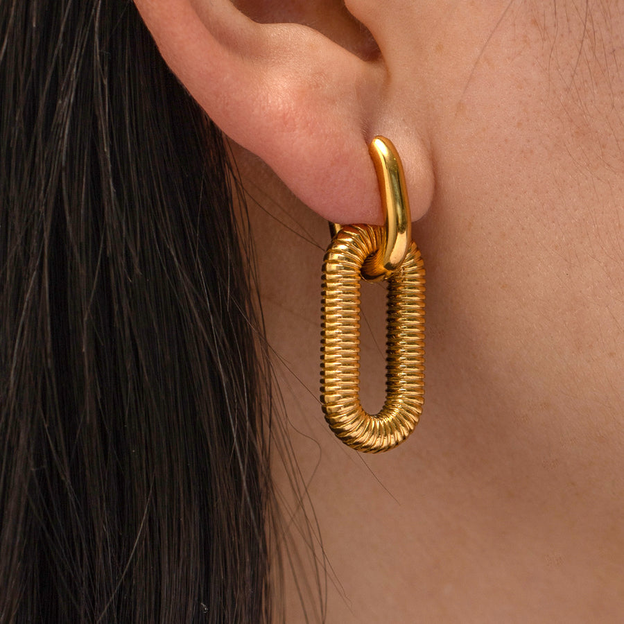 18K Gold Plated Stainless Steel Spiral Earrings