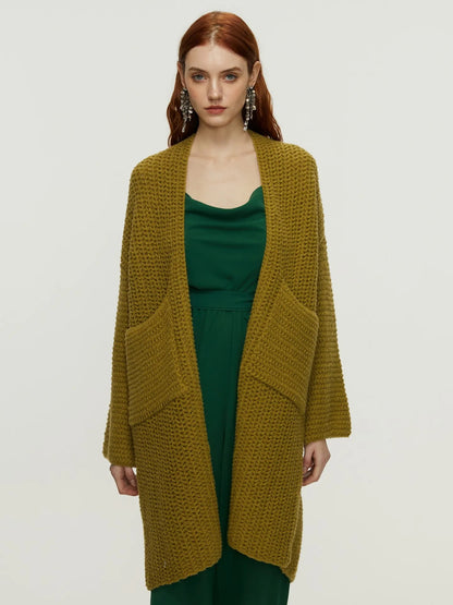 Knitted Mid Length Coat Cardigan