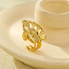 Ginkgo Leaf 18K Gold Dip Open Ring