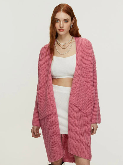 Knitted Mid Length Coat Cardigan