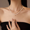 18K Stainless Steel Pearl Double Layered Necklace