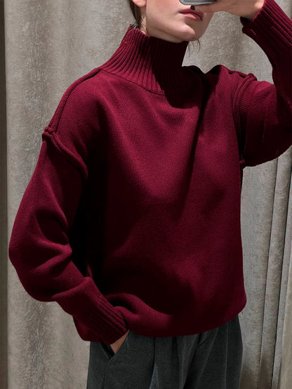 Patchwork Turtleneck Pullover Sweater