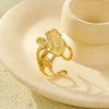 Ginkgo Leaf 18K Gold Dip Open Ring