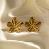 18K Gold Dip Stainless Steel Floral Stud Earrings