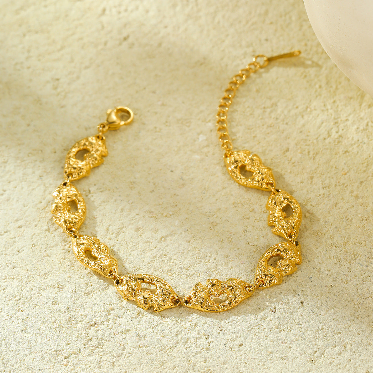 Stainless Steel Gold Plated Textured Bracelet