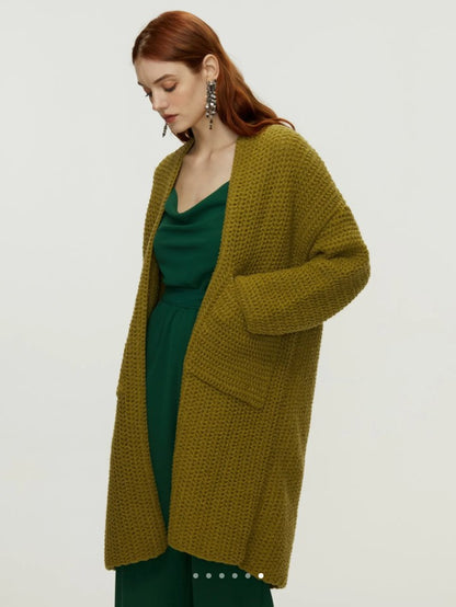 Knitted Mid Length Coat Cardigan