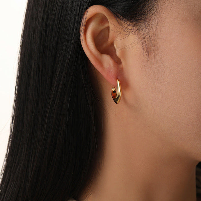 Geometric Open Hoop Earrings 925 Silver & Gold Plated