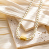 18K Gold Plated Bar Charm Pearl Necklace