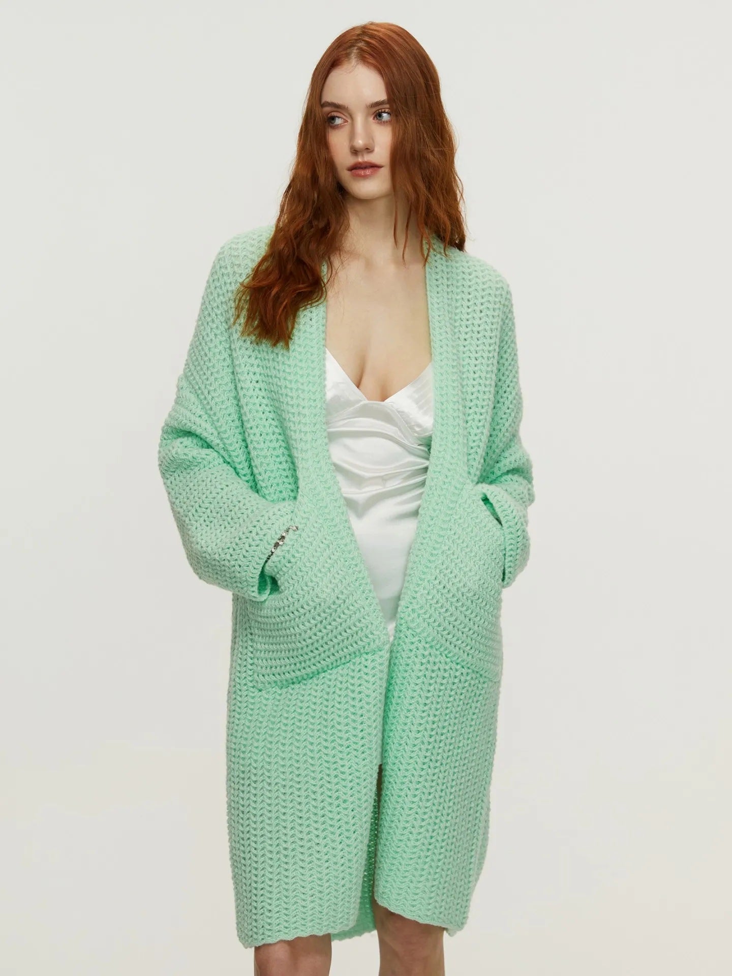 Knitted Mid Length Coat Cardigan